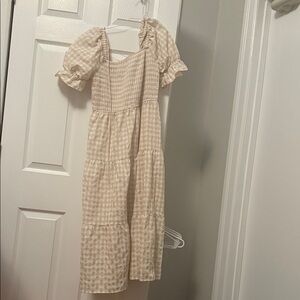 Gingham Puff Sleeve Maxi Dress - Cream